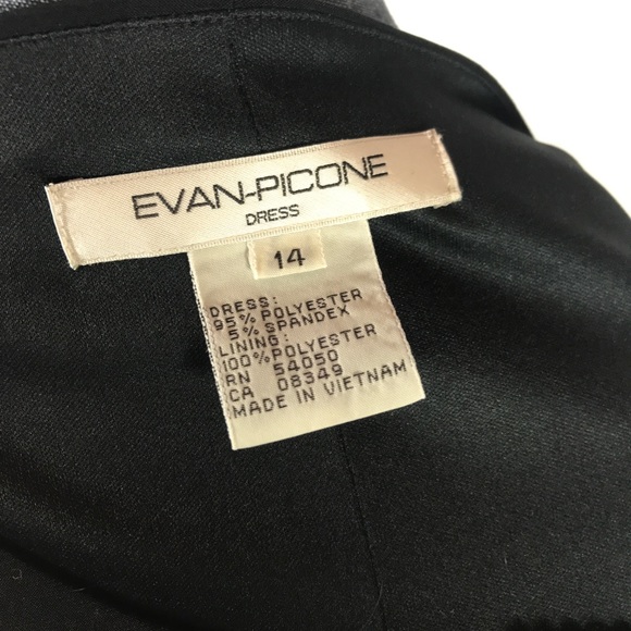 Evan Picone Black Keyhole Dress 14 Ruched Waist - Picture 7 of 8